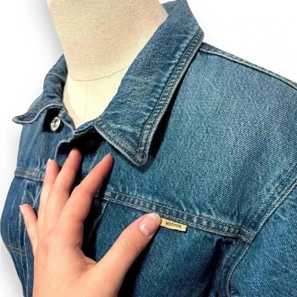 NWOT MOTHER Shrunken Daybreak Drifter Denim Jacket Embroidered Size Medium - Picture 12 of 16